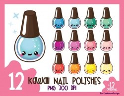 Kawaii nail polish clipart, nail polish clip art, manicure clipart, cute  nail polish clipart, beauty clipart, Commercial use