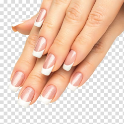 Person wearing French tip manicure, Nail Polish Manicure ...