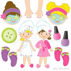 Girls Spa Party Cute Digital Clipart, Commercial Use OK, Spa ...
