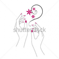 lady hand holding a nail polish brush silhouette cli[ art ...