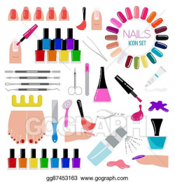 Vector Illustration - Manicure, nail salon. icon set. Stock ...