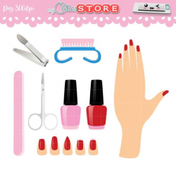 Collection Manicure Clipart and Paint nails polish Graphics Set for  papercrafts, web graphics, scrapbook. Personal or Commercial Use.