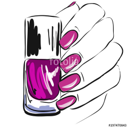 Pink nail polish, manicure, pedicure, gel-varnish