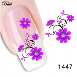 Bittb DIY Nail Decals 8-Petal Purple Flower Fingernail Beauty Nail Art  Decals Manicure Makeup Tool Adhesive Foils Stickers