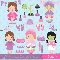 Spa clipart, Spa girls clipart, Manicure clipart, Cute Spa Girls clipart,  spa, manicure, pamper party, Commercial License Inclu