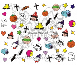 Snoopy Halloween Nail Art Nail Water Decals | Water transfer, Art ...