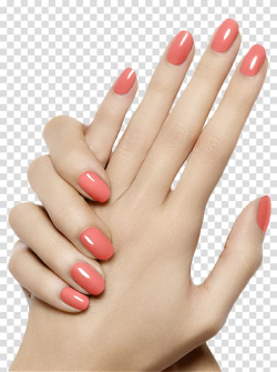 Woman's hand with pink manicure, Nail polish Manicure ...