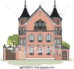 Vector Stock - Pink mansion. Clipart Illustration gg81933273 - GoGraph