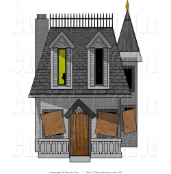 Avenue Clipart of a Boarded-up Two Story Haunted House by ...
