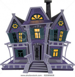 Clip Art Image: A Purple Haunted House