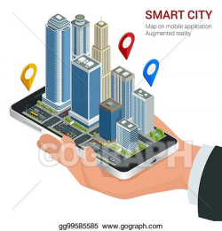 Vector Art - Isometric smart city concept. mobile gps ...