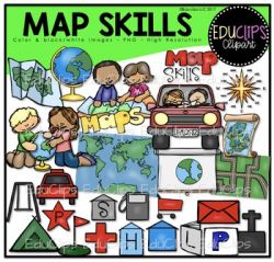 Map Skills Clip Art Bundle {Educlips Clipart}