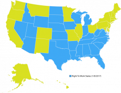 Us Map Right To Work States | Cdoovision.com