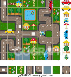Vector Stock - Map scheme of streets. Clipart Illustration ...