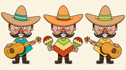 Mexican Musicians Vector Illustration With Three Men With ...