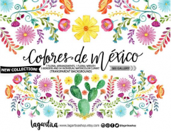Mexican Watercolor Floral clipart, PNG, mexican party, flowers, folk clip  art, hand painted, cinco de mayo, colorful