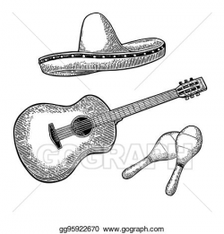 Vector Art - Set for poster mexican carnival. guitar ...