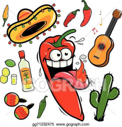 Vector Art - Mariachi chilli pepper mexican icon. EPS ...
