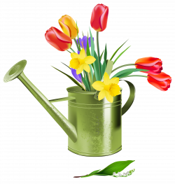 Green Watering Can with Spring Flowers PNG Clipart | FLOWERS ...