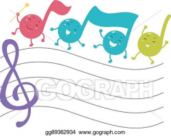 EPS Illustration - Musical notes mascot march. Vector ...
