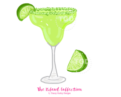 Preppy Margarita and Lime Wedge Clip Art Original Art