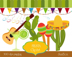 Fiesta Clipart, Cinco de Mayo Party, Lime Green Cactus Margarita Banners  Sombrero 12 ClipArt for scrapbooking - instant download - CU OK