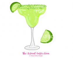 Preppy Margarita and Lime Wedge Clip Art - Original Art download, cocktail  clip art, preppy clip art, The Island Collection, margarita art