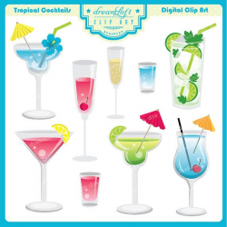 Tropical Drink Clipart Set for summer party themes ...