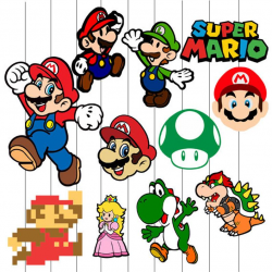 Mario Svg, Videogame Mario Bros Cut files: Svg, Dxf, Eps, Yoshi svg, Luigi  svg for Cricut, Silhouette. Super mario clipart, bowser, toad svg