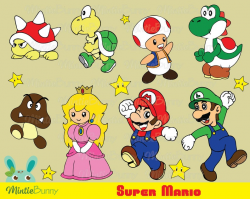 Super Mario Bros ClipArt - Mario ClipArt - Game Digital - Chibi ClipArt -  SuperMario - Princess - Hand Drawing - INSTANT DOWNLOAD