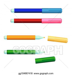 Vector Art - Set of color markers fineliner felt-tip pens ...