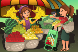 Fruit Seller in a Farmer Market by artisticco | GraphicRiver