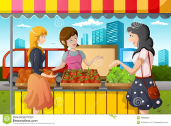 Farmers Market Stall Clipart People shopping in farmers in ...