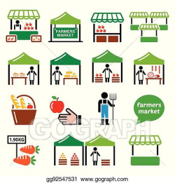 EPS Vector - Farmers market, food market with fresh local ...