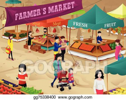 Clip Art Vector - Farmers market scene. Stock EPS gg75338400 ...