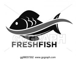 Vector Clipart - Fresh fish market promotional black and ...