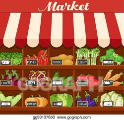 Vector Clipart - Local vegetable stall. Vector Illustration ...