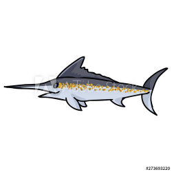 Cute ocean marlin cartoon vector illustration motif set ...