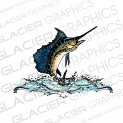 Swordfish Marlin Hand-Drawn Illustration Vector Clipart DIY Print Fish and  Splash Custom Drawing Swordfish Jumping Swordfish Illustration