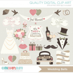 Wedding Bells Clipart, Vintage Wedding, Hipster, wedding car ...