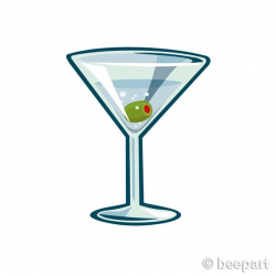 martini clip art, cocktail glass illustration, gin, vermouth, bar clip art,  royalty free, INSTANT DOWNLOAD