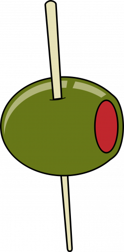 Clipart - green olive on a toothpick