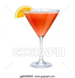 Drawing - Martini glass with orange cocktail . Clipart ...