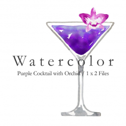 WATERCOLOR Purple Cocktail Clipart - Purple Martini - Purple People Eater -  Halloween Cocktail - Hand painted - Download - JPG and PNG