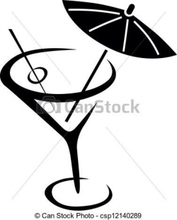 Vector of Drink - Glass of cocktail with umbrella ...
