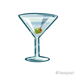 martini clip art, cocktail glass illustration, gin, vermouth, bar clip art,  royalty free clip art, INSTANT DOWNLOAD