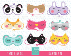 Sleeping mask clipart, nap clipart, commercial use, pajama party graphics,  slumber party, sleepover clipart, cute mask, sleep over