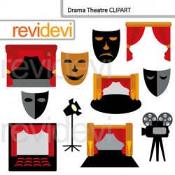 Drama Theatre Clipart - drama class clip art - mask, curtain, proscenium