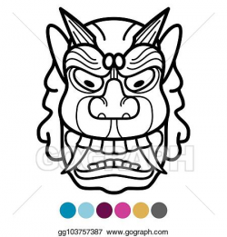 Vector Clipart - Angry african traditional mask. Vector ...