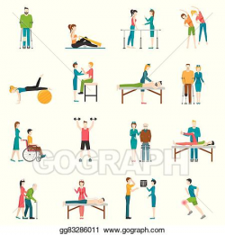Vector Art - Physiotherapy rehabilitation color icons ...